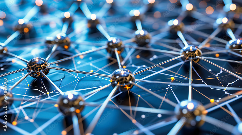 Poster abstract representation of interconnected digital elements, symbolizing the complex world of technol