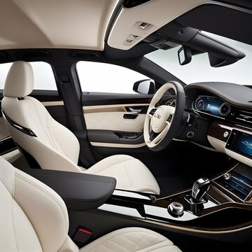 Luxury at Your Fingertips: Modern Car Interior with Advanced Tech and Leather Seats