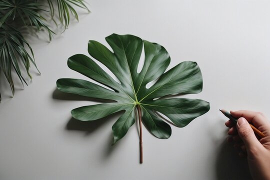 Monochromatic Marvel Generative AI's High-Contrast Heart Shape Botanical Leaf Masterpiece