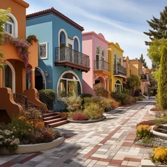 Foto op Plexiglas street with colorful houses © Katrin_Primak