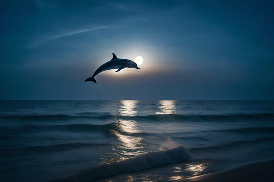 dolphin  in the sea at night