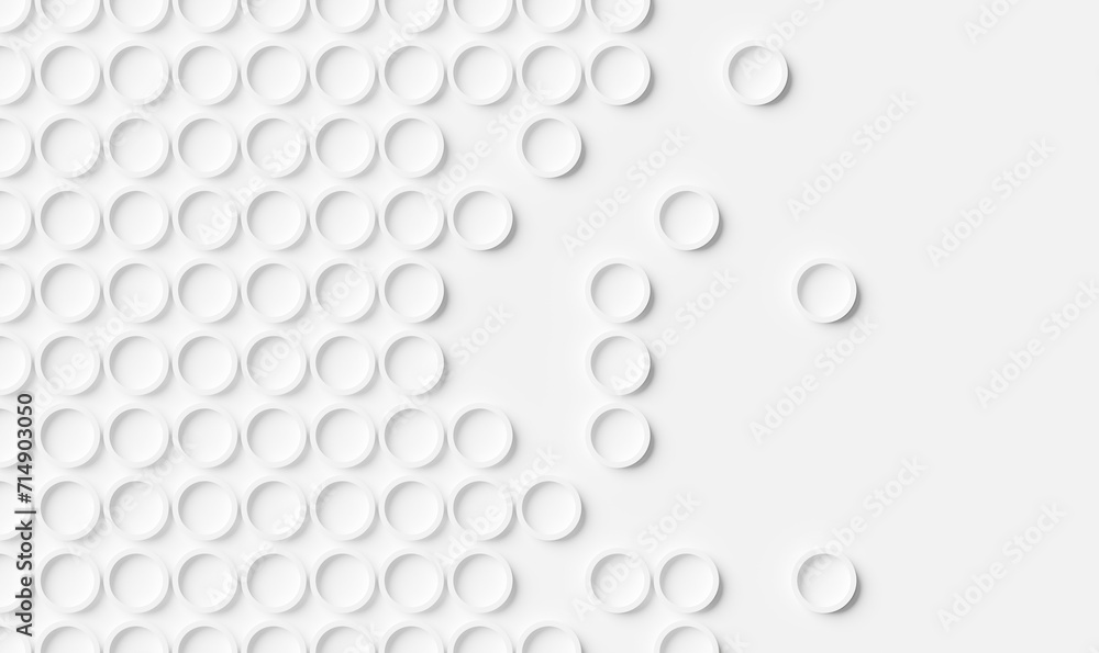 Poster array or grid of offset spaced white circular rings background wallpaper banner pattern with copy sp