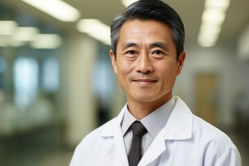 Obraz premium Confident and Experienced Asian Doctor in Hospital Setting 