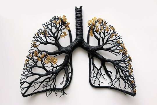A black and gold model of a human lung Generative AI
