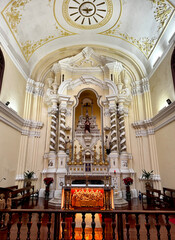 The interior main holy altar in the Church of  St. Joseph's Seminary, an old church buiilt by...