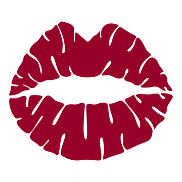 Kiss, red lips. Drawing, lip print
