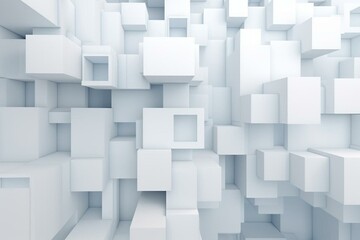 Organized blocks form a wall on white futuristic wallpaper with space. Generative AI
