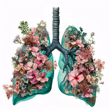 A colorful illustration of a human lung Generative AI