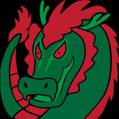 Angry green dragon with red eyes vector