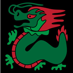 Green dragon cartoon vector