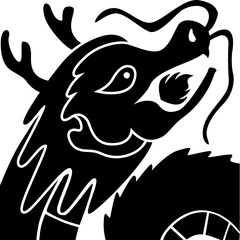 Silhouette of a dragon with fire brust vector black