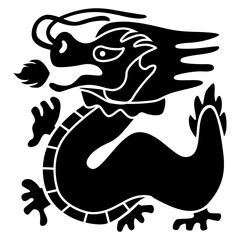 Black and white illustration of a dragon of the year vector