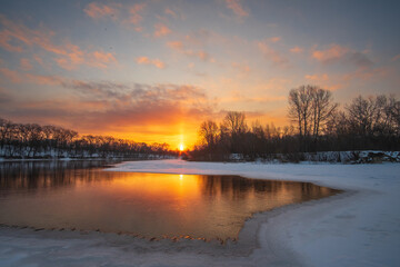 sunset over the river