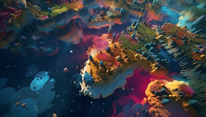 Naklejka na ściany i meble A computer generated image of a colorful landscape
