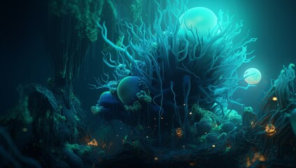 A digital painting of an underwater scene