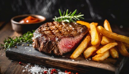 grilled steak and fries