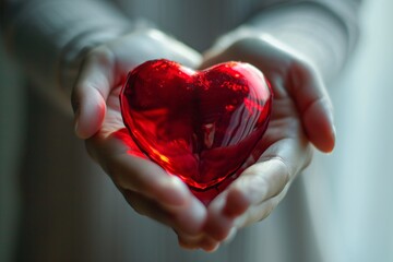 A person holding a heart-shaped piece of glass Generative AI