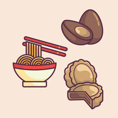 Chinese Lunar New Year celebration traditional holiday icon vector art materials. colorful and neat designs