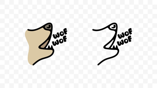 Dog barks wof wof, graphic design. Animal and pet, toys for dogs, cynology, pet store and feed, vector design and illustration