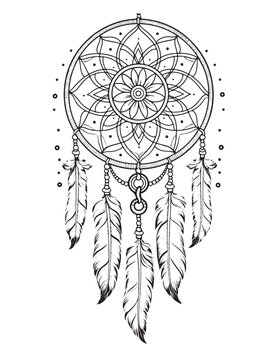 recommend clip art: Dream catcher vector doodle illustration. Coloring page for adults