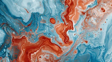 Papier Peint Lavable Cristaux Clay Red and Cerulean marble background