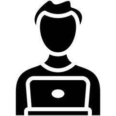 Student using Laptop vector icon illustration of Online Education iconset.