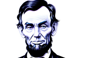 watercolor illustration of abraham lincoln isolated transparent background - obrazy, fototapety, plakaty
