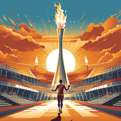 Athlete with an Olympic torch.