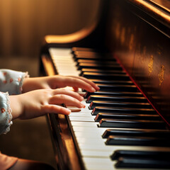Obraz premium Hands of a child playing the piano.