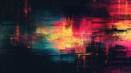 Digital Glitch Art: Colorful Complex Pixel Texture Background