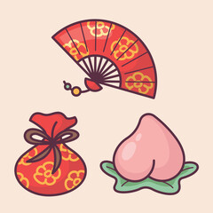 Chinese Lunar New Year celebration traditional holiday icon vector art materials. colorful and neat designs