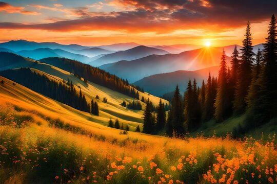 sunrise in the mountains beauty of nature