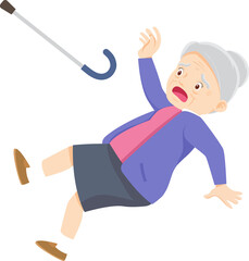 Grandmother and walking stick character