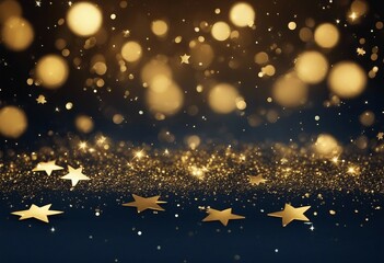 New year Christmas background with gold stars and sparkling Christmas Golden light shine particles b