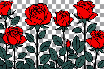 Vivid illustration of red roses