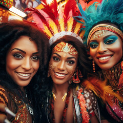 Obraz premium Selfie of women at carnival.
