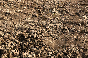 The texture of gravel mixed with soil.