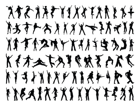 Dancing peoples silhouette vector art