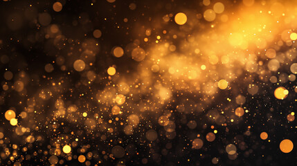 Fototapeta na wymiar Abstract gold bokeh with black background. Ai generated image.