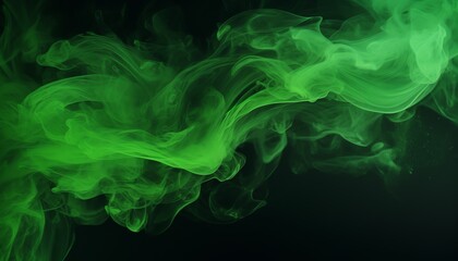 Abstract green smoke swirls on a dark background.