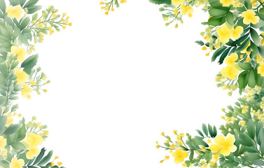 Spring floral frame with mimosa. PNG transparent background. Ai generative