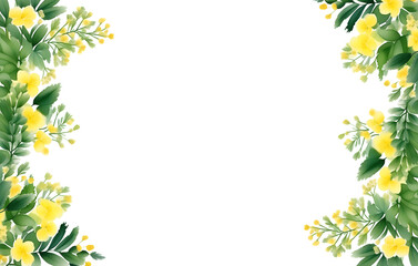 Spring floral frame with mimosa. PNG transparent background. Ai generative