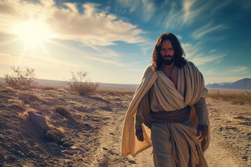 Jesus in the desert. Generative AI