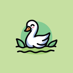 Obraz premium Cute Duck Cartoon Mascot Animal Vector Logo Design illustration