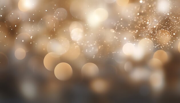 Abstract golden bokeh lights background with glittering particles.