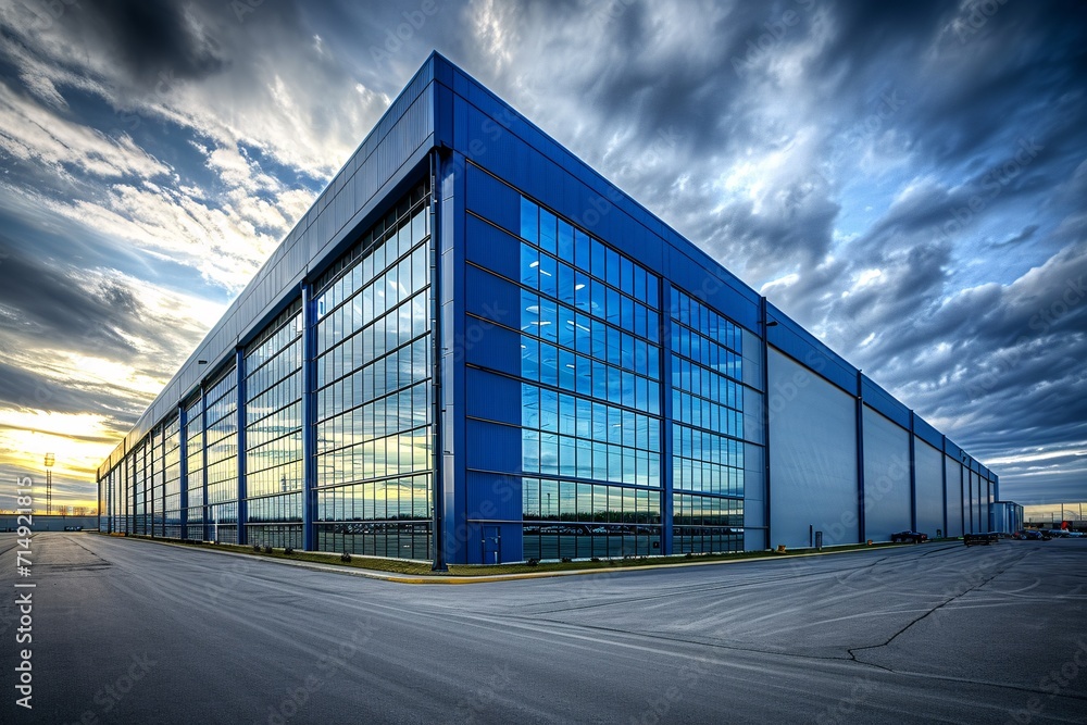 Aufkleber large blue building with many windows generative ai