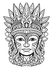 Crown vector outline illustration, coloring page for adults