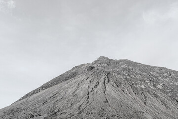 Close up of mountain with volcano sand in monochrome
