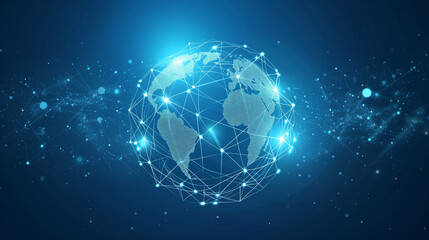 Abstract network vector concept with world globe. Internet and global connection background,  Ai generated image