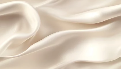 Foto op Canvas Elegant ivory silk fabric background with smooth waves, luxurious satin texture for design or abstract concept. © BackVision Studio